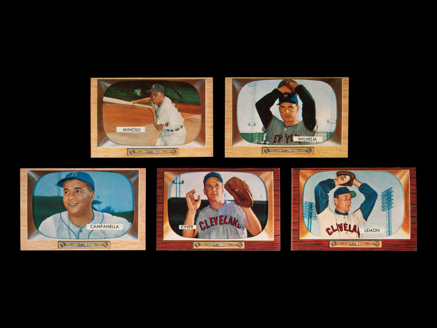 A Group of 160 1955 Bowman Baseball Cards Including Multiple Hall of Famers,