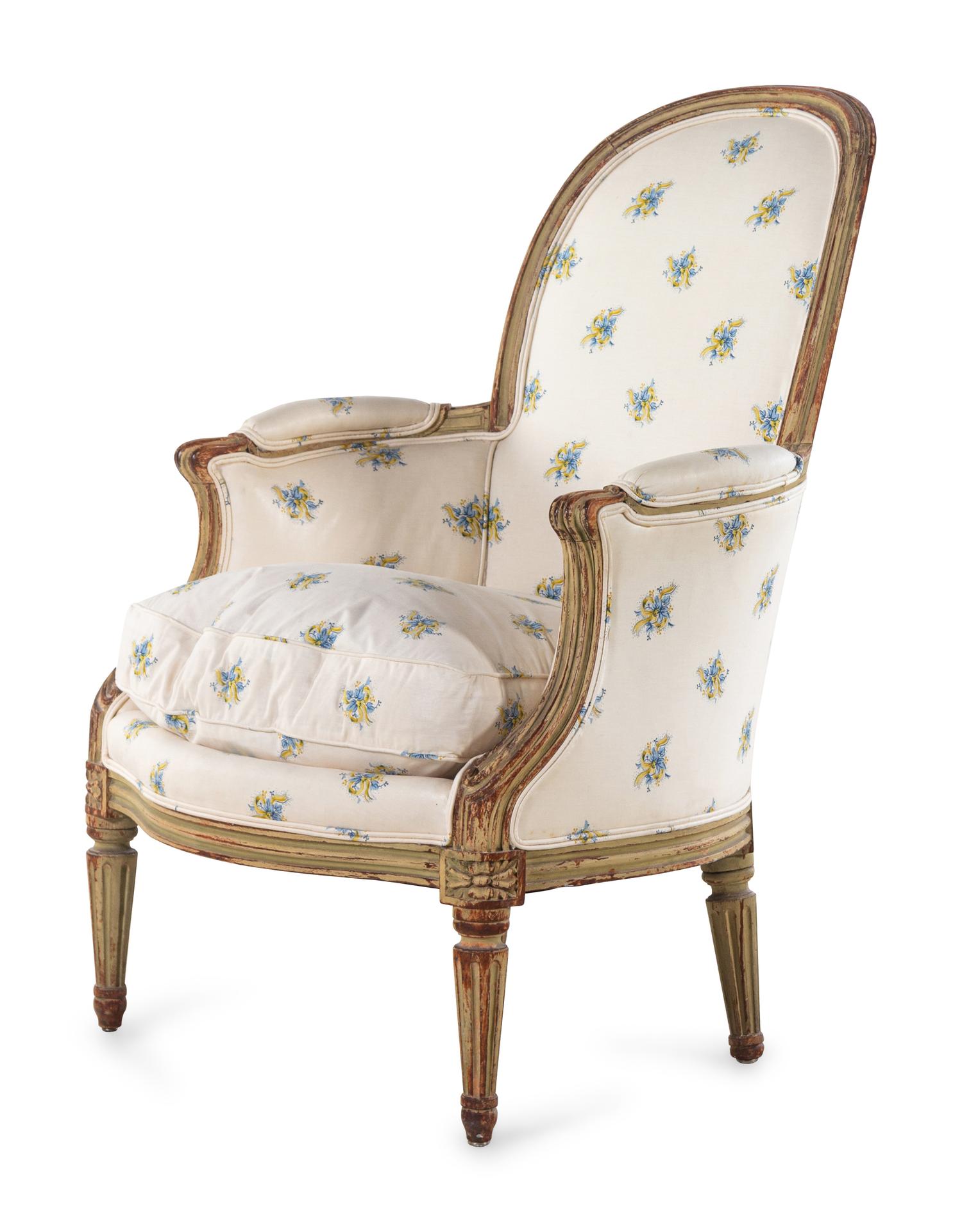 A Louis XVI Style Painted Bergère