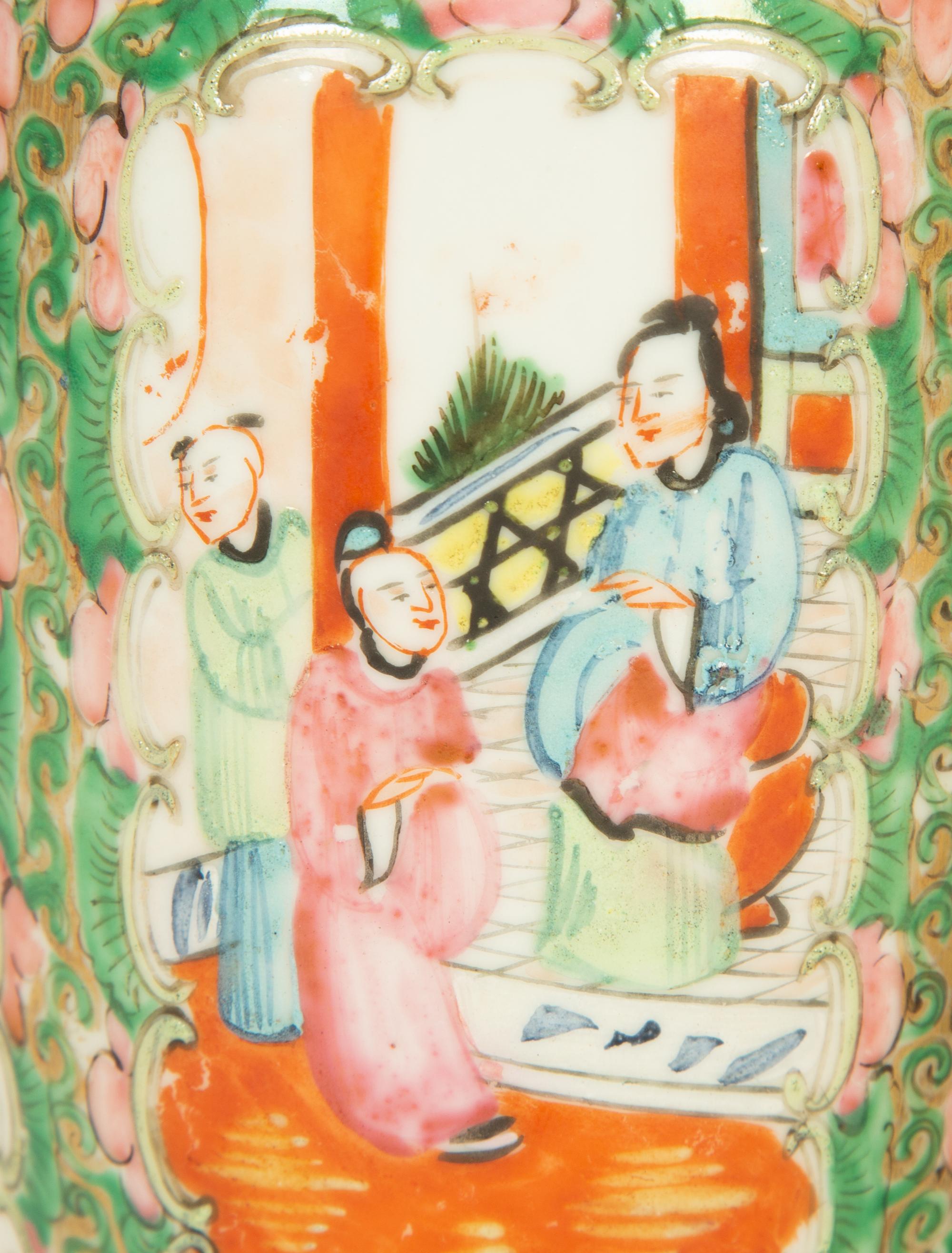 A Pair of Chinese Rose Medallion Porcelain Vases