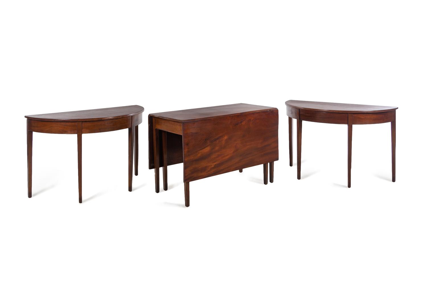 A George III Mahogany Three-Part Dining Table