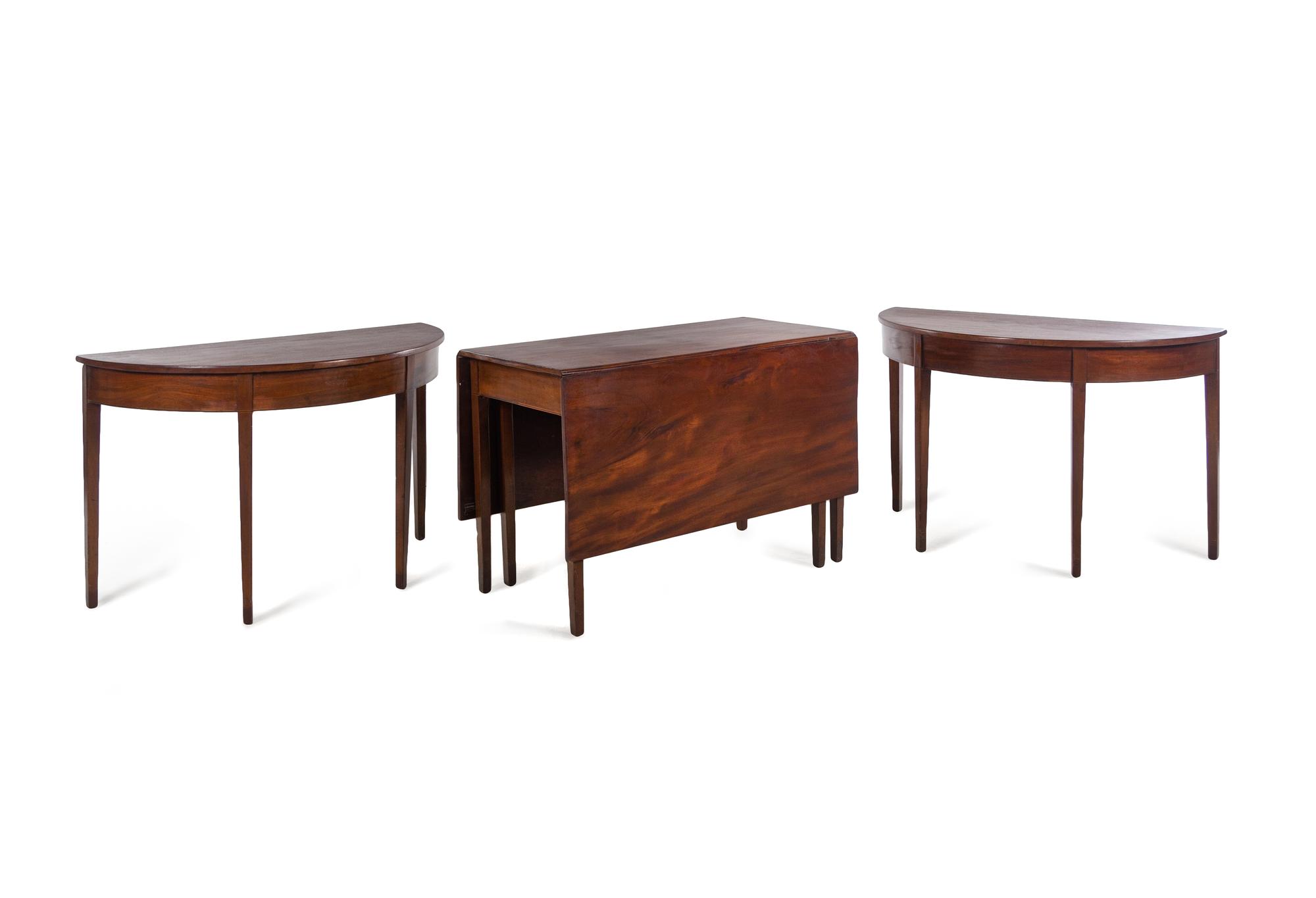 A George III Mahogany Three-Part Dining Table