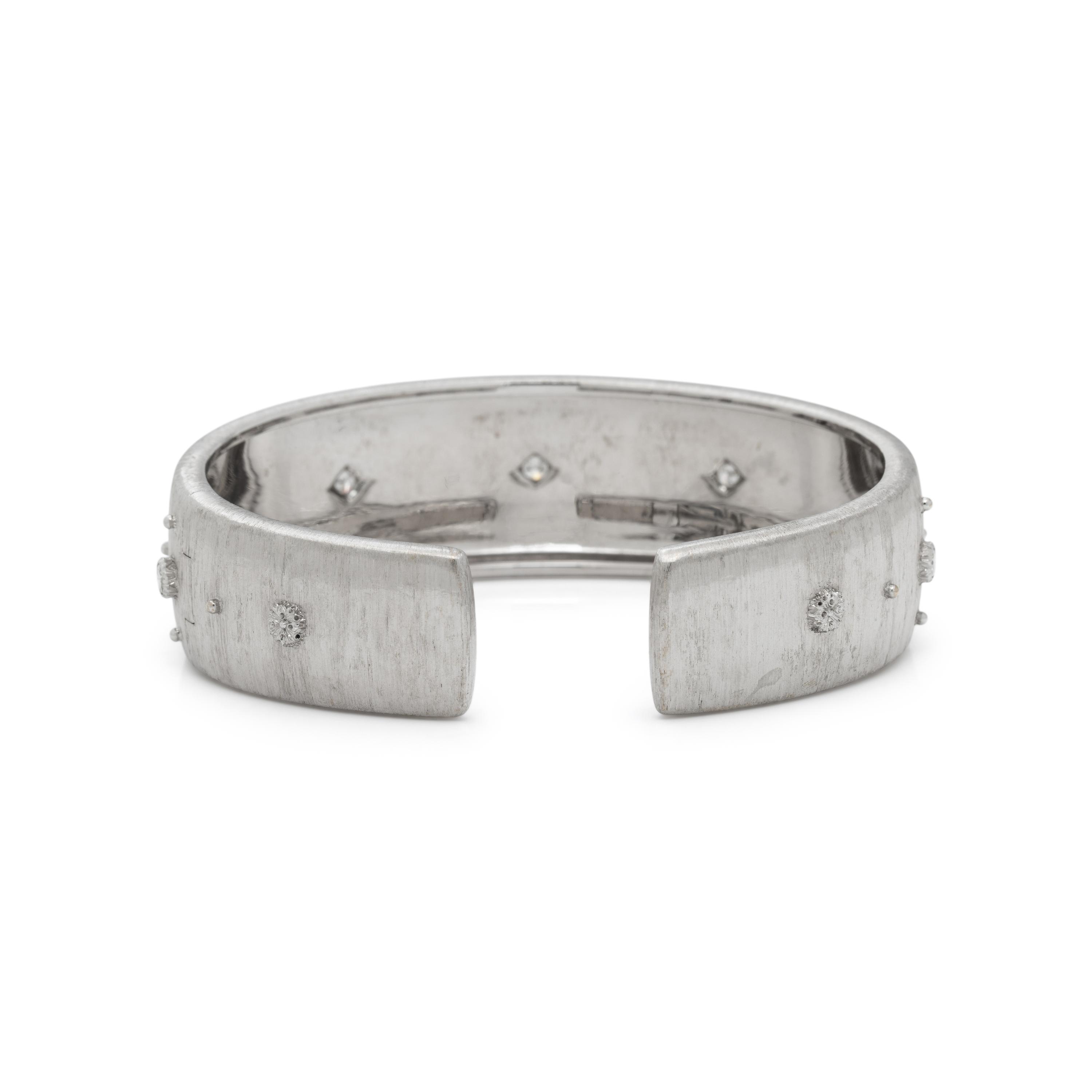 BUCCELLATI, WHITE GOLD AND DIAMOND CUFF BRACELET