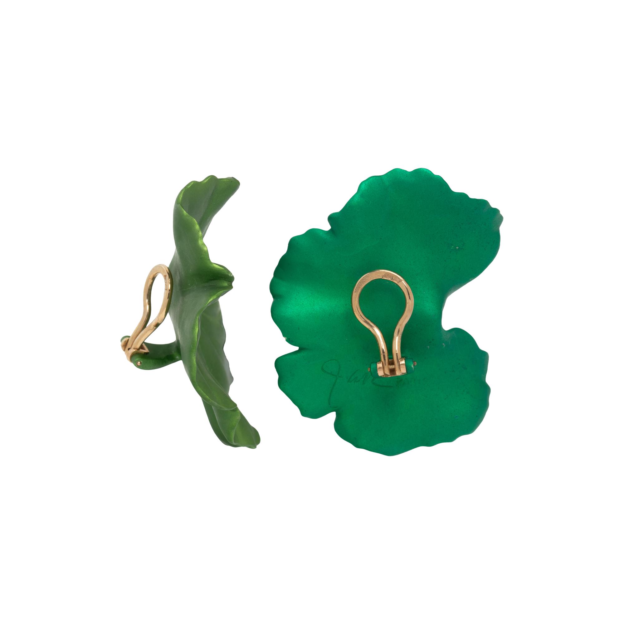 JAR, ALUMINUM 'GERANIUM' CLIP EARRINGS