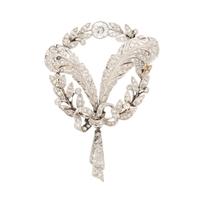EDWARDIAN, PLATINUM AND DIAMOND FEATHER BROOCH