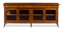 A Custom Stained Walnut Console Cabinet Height 37 1/2 x width 88 3/4 x depth 20 1/2 inches. — ITALIAN, 20TH CENTURY