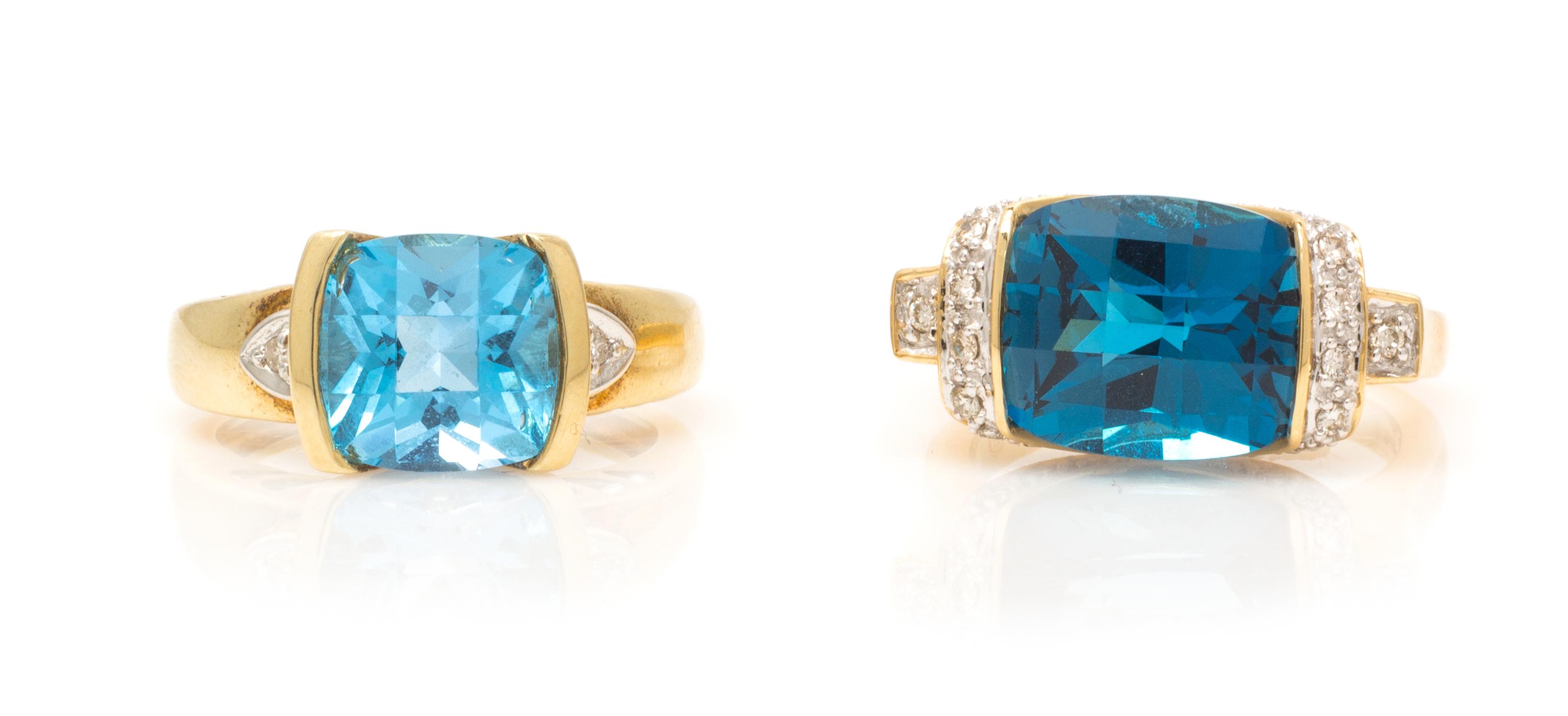 A Collection of 14 Karat Yellow Gold, Diamond and Gemstone Rings, 6.70 dwts.