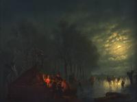 Skaters in a Moonlit Landscape