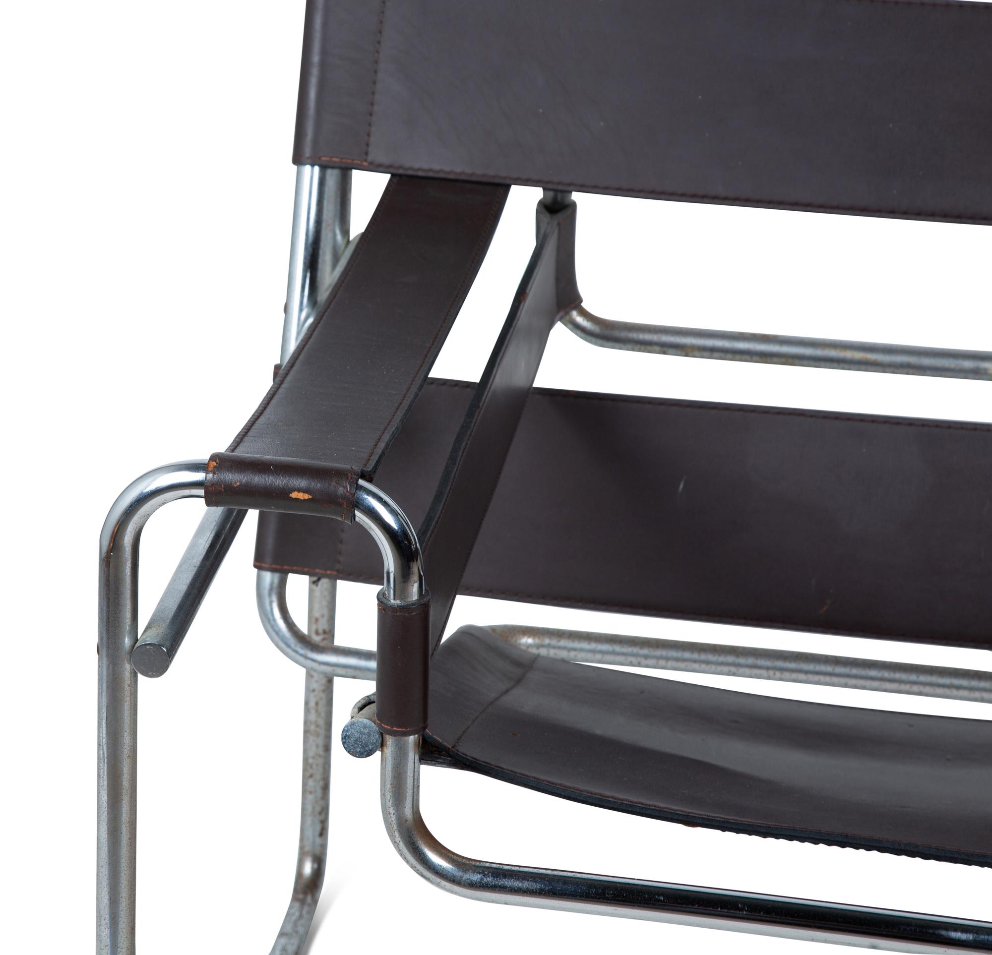A Marcel Breuer Chrome and Leather Chair — 20TH CENTURY