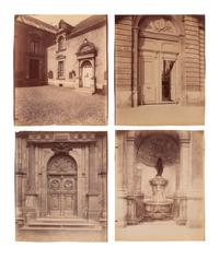 A group of four photographs ( Ètampes - maison de Diane de Poitiers , 1907; Presbytère de Saint-Sulpice, rue de Vaugirard 50 , 1900; Oratoire Marie de M é dicis, Petit Luxembourg , 1903; Fontaine de Joyeuse, 41 rue de Turenne, 3e arrondissement, 1901)