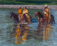 Three Cowboys and a Dog