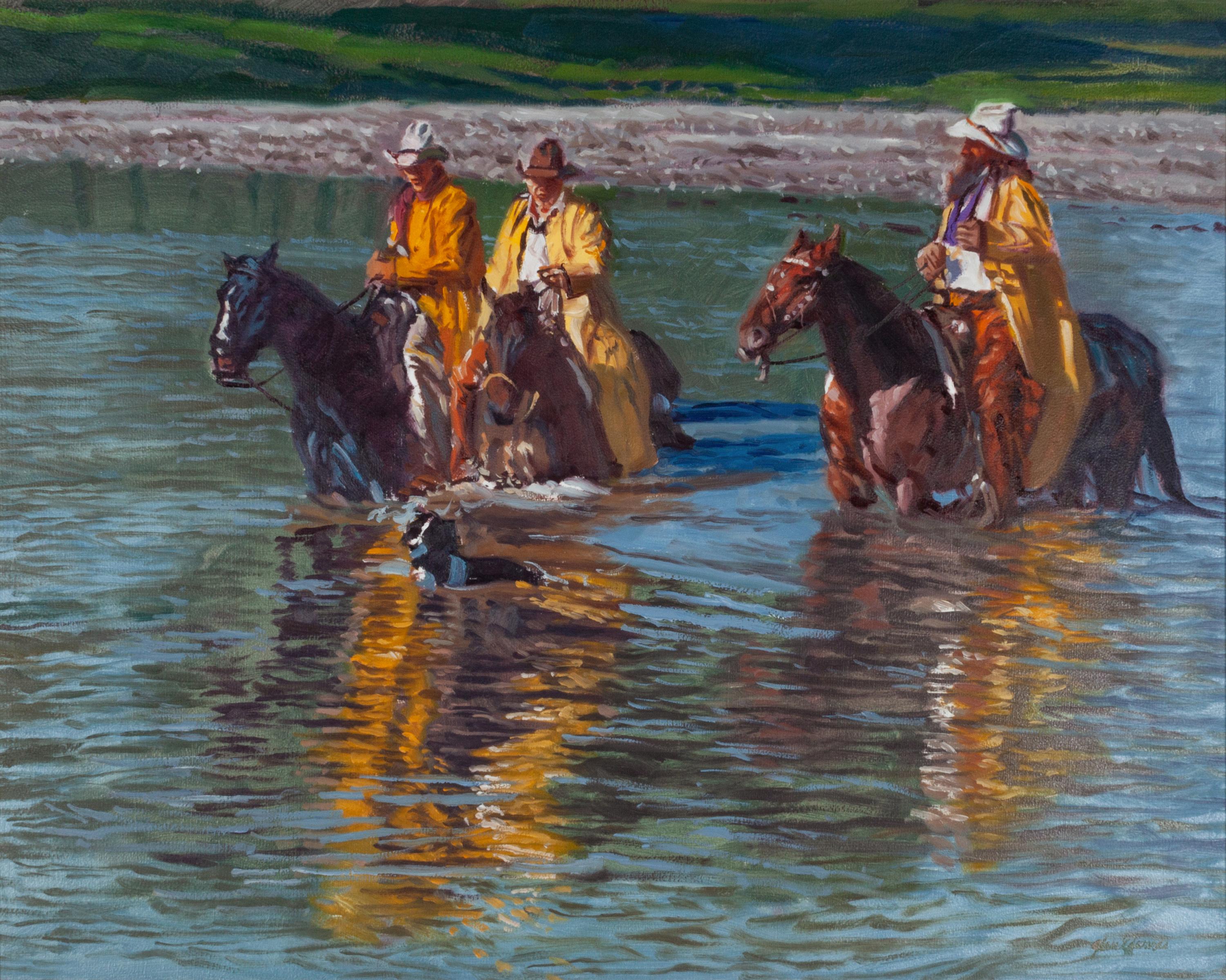 Three Cowboys and a Dog