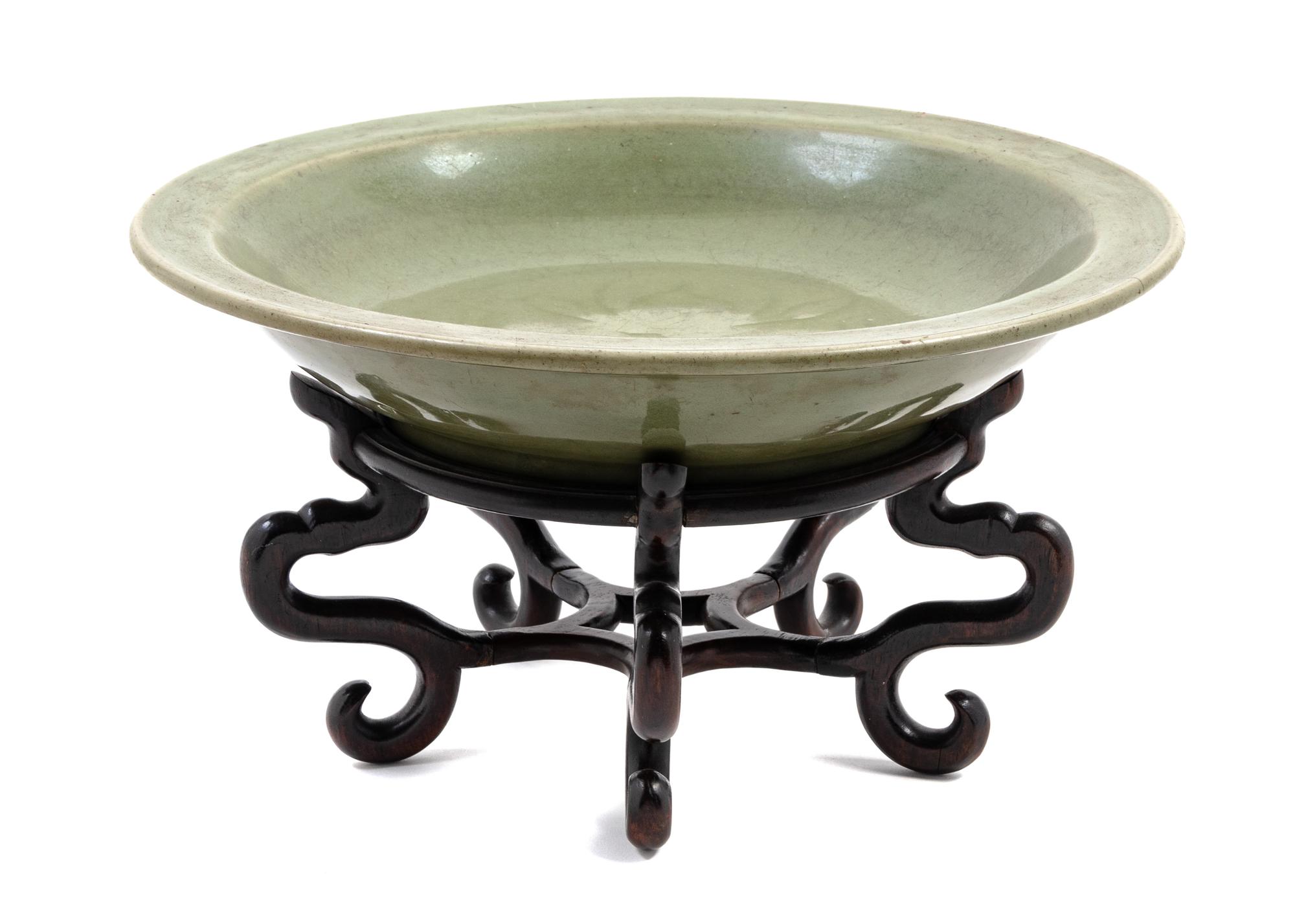 A Longquan Celadon Porcelain Charger Diameter 15 1/4 inches. — MING DYNASTY, LIKELY 15TH CENTURY