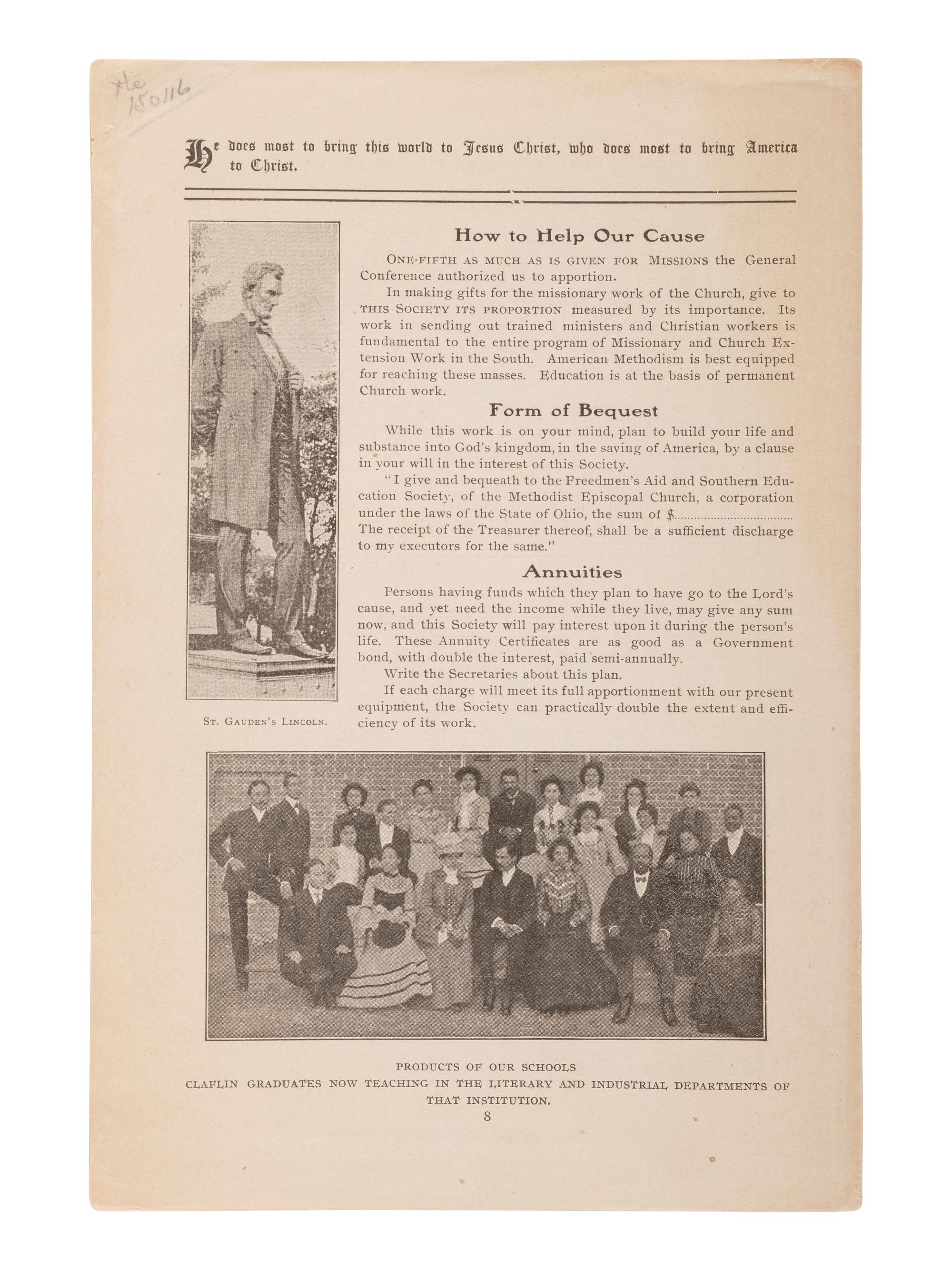 [EDUCATION]. 2 titles, incl. Freedmen's Aid and Southern Education Society . Cincinnati, 1904.
