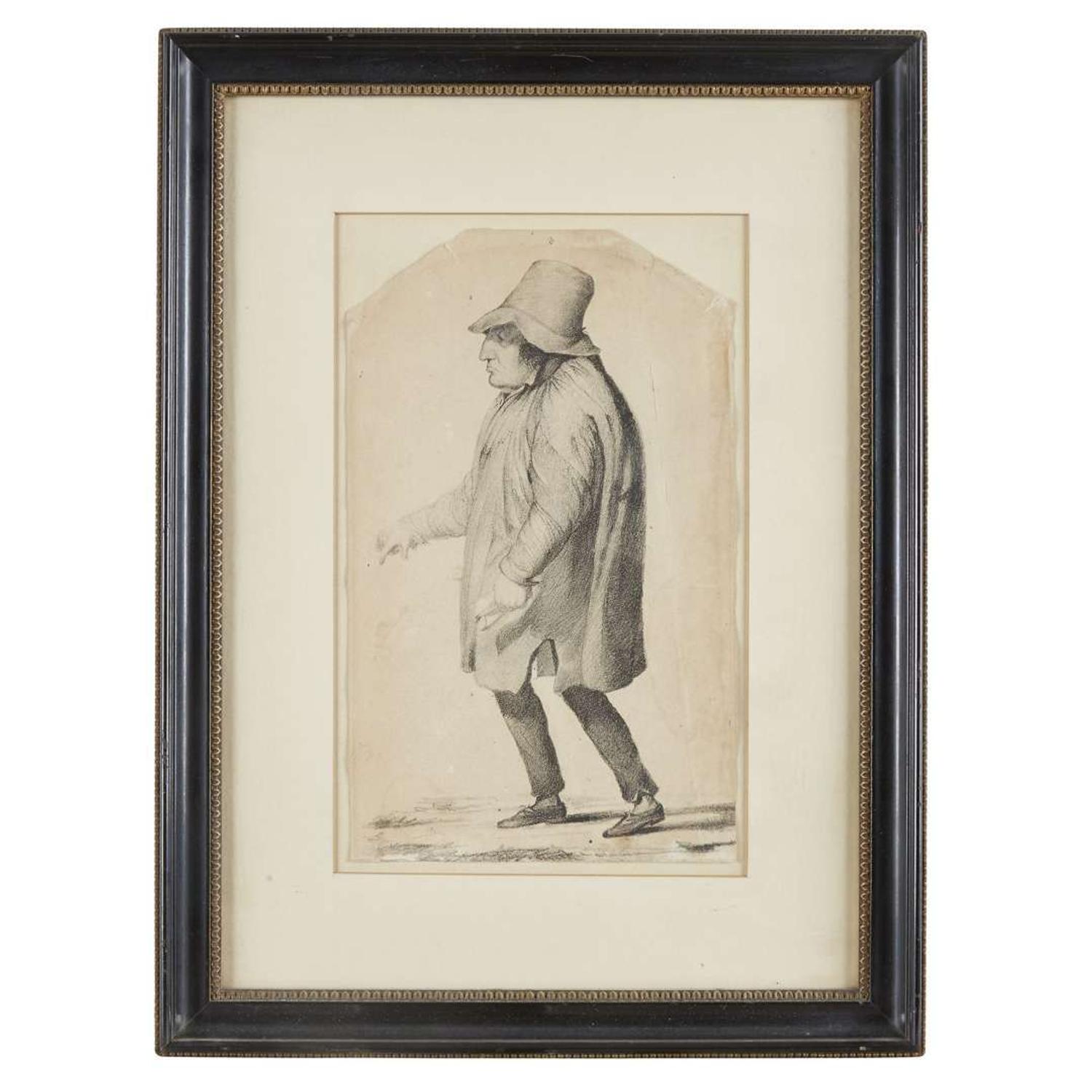 American School 19th century Sketch: "Col" George Sheffler Hostler of Bull's Head Hotel, Easton, PA