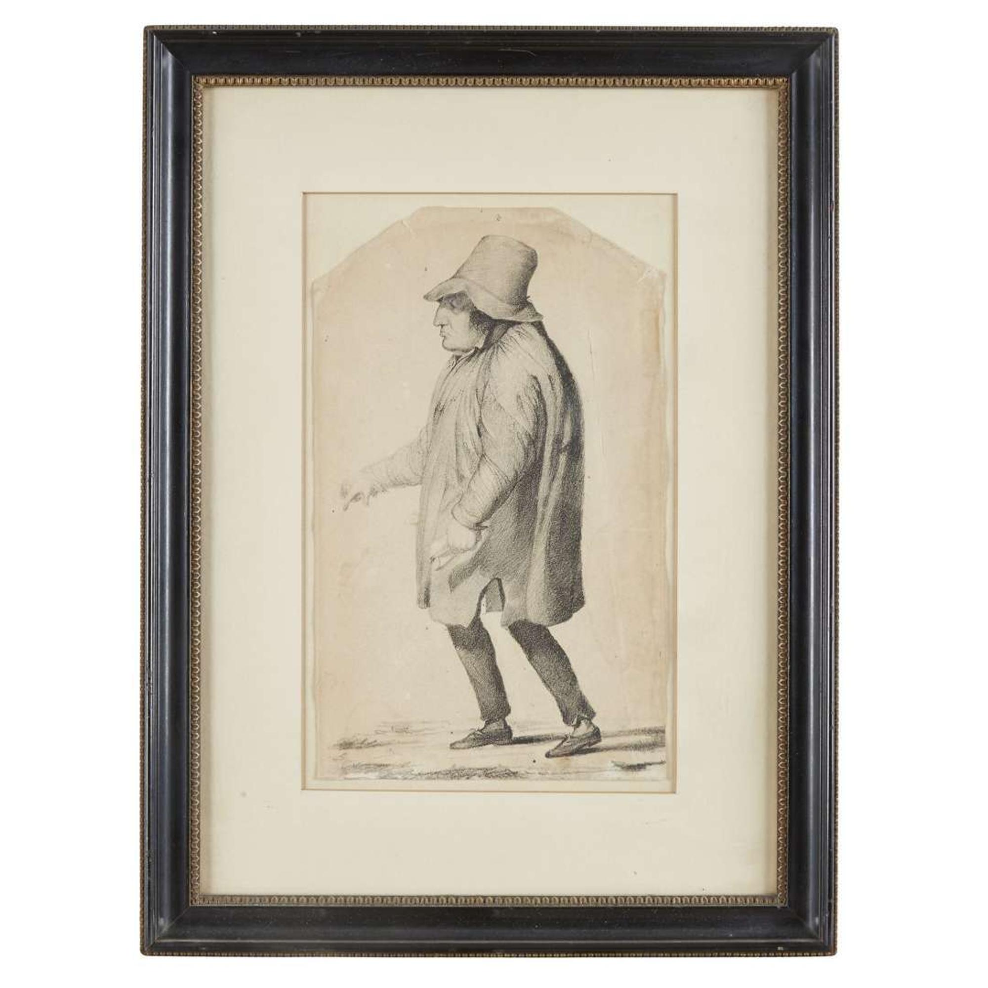 American School 19th century Sketch: "Col" George Sheffler Hostler of Bull's Head Hotel, Easton, PA