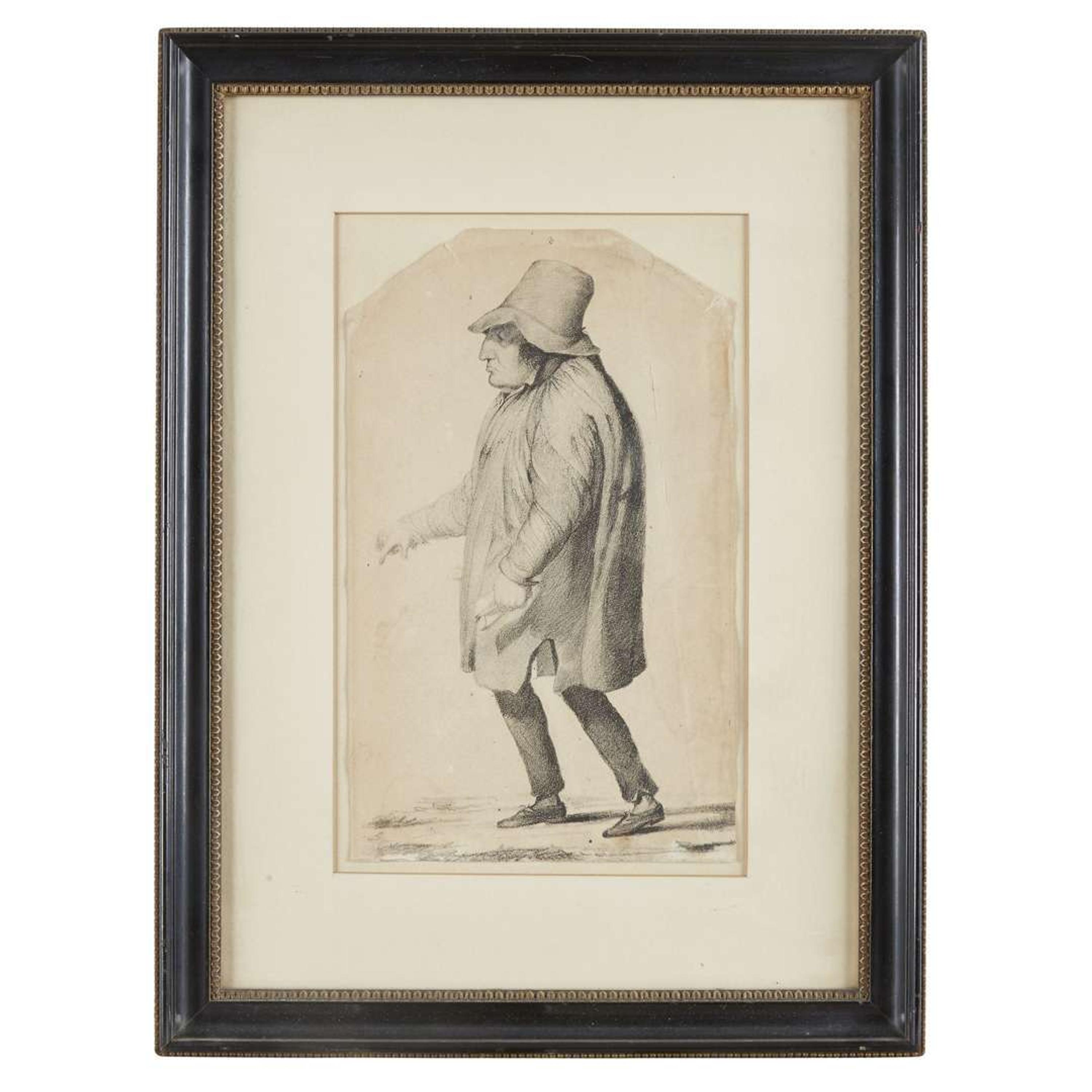 American School 19th century Sketch: "Col" George Sheffler Hostler of Bull's Head Hotel, Easton, PA