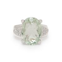 PRASIOLITE QUARTZ AND DIAMOND RING