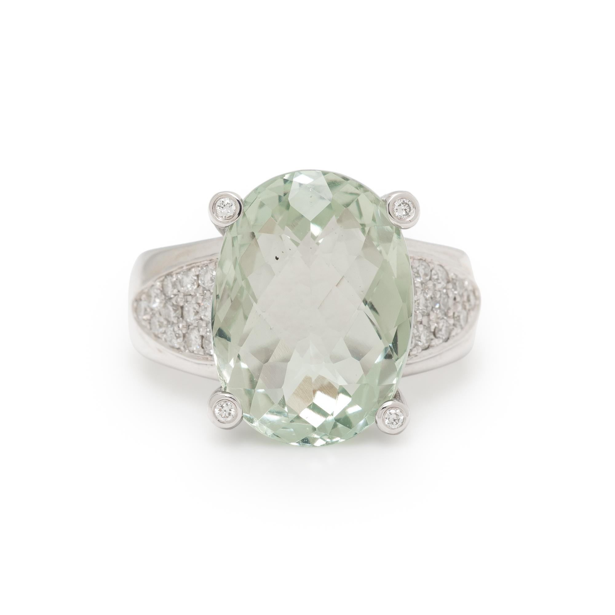 PRASIOLITE QUARTZ AND DIAMOND RING