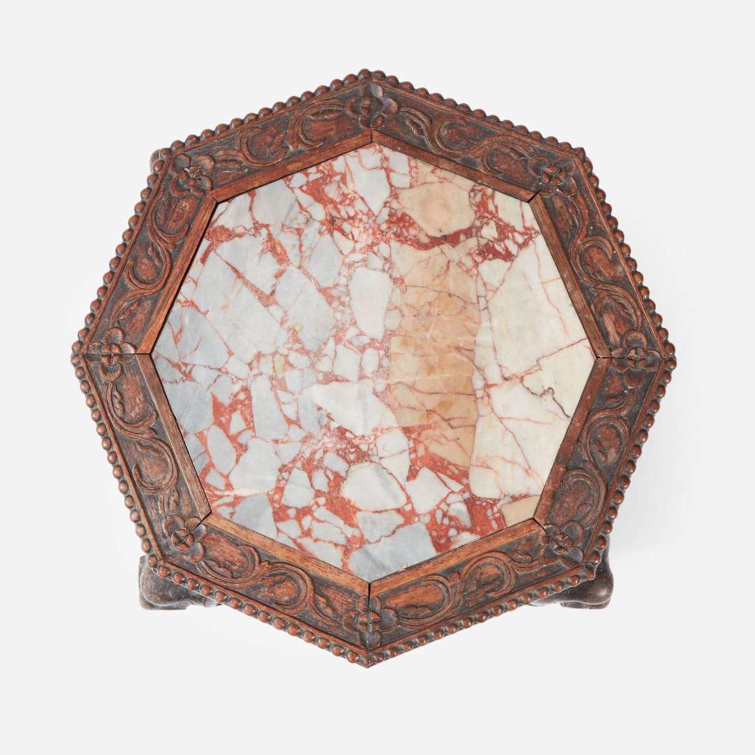 A Chinese Carved Hardwood Side Chair and Side Table late Qing Dynasty, late 19th/early 20th century