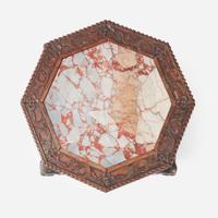 A Chinese Carved Hardwood Side Chair and Side Table late Qing Dynasty, late 19th/early 20th century