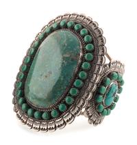 Navajo Sterling Silver and Turquoise Cluster Cuff Bracelet