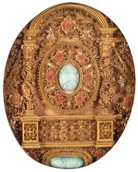 A Victorian Rolled Paper and Faux Marble Composition