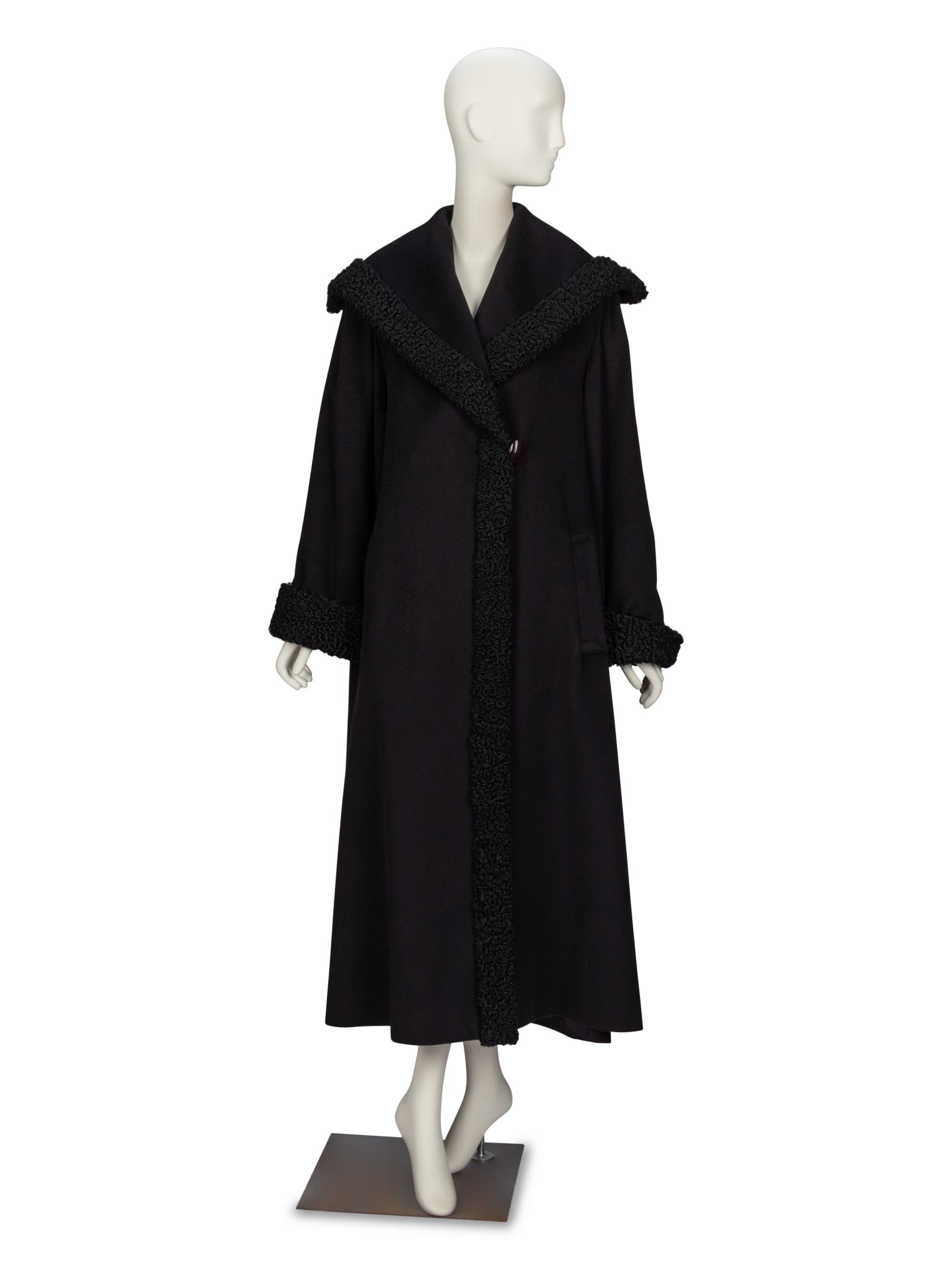 Yves Saint Laurent, Wool Coat with Astrakhan Trim