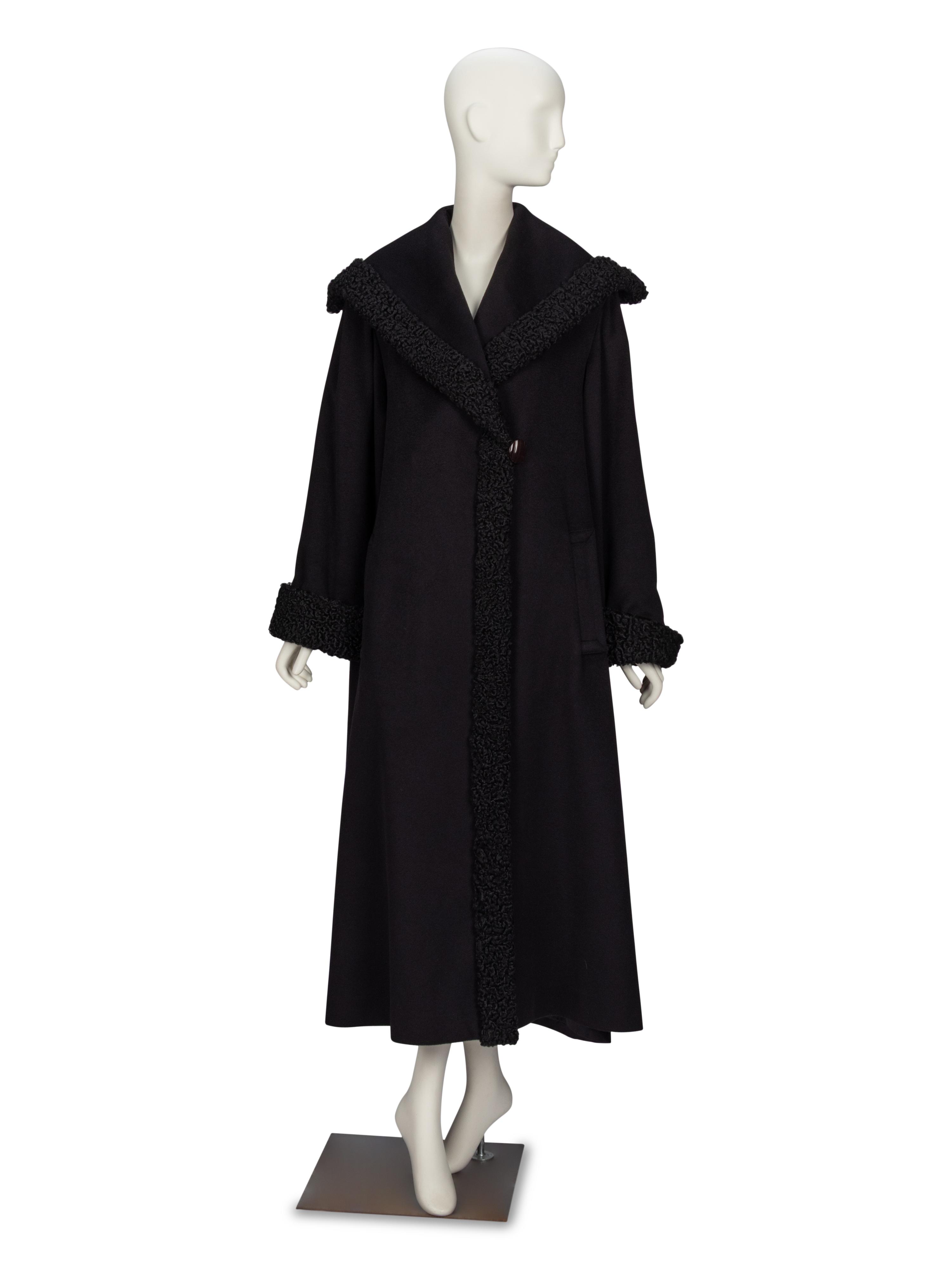 Yves Saint Laurent, Wool Coat with Astrakhan Trim