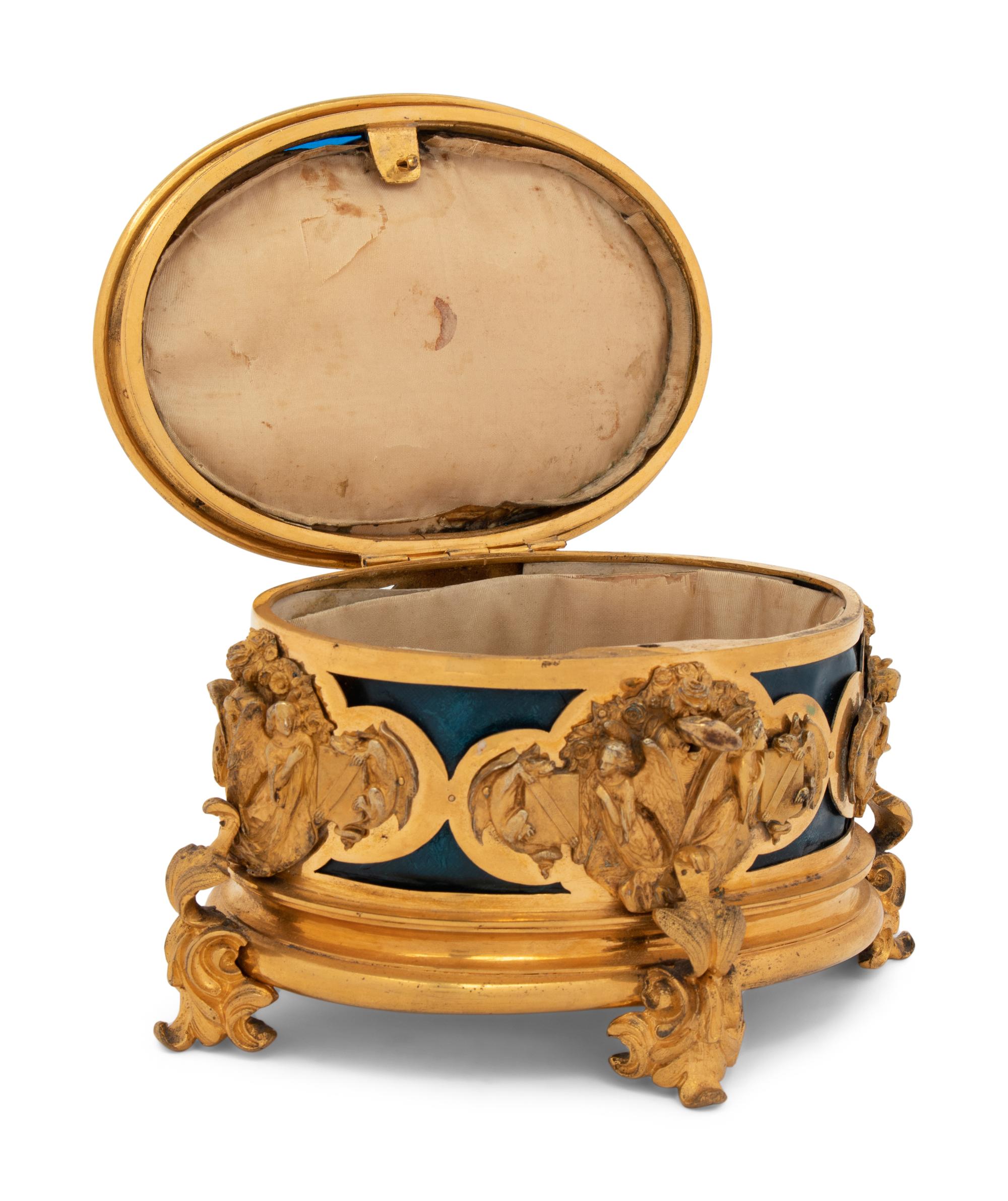 A French Gilt Bronze and Enamel Table Casket
