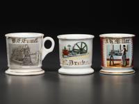 Three Machinist's Porcelain Occupational Shaving Mugs