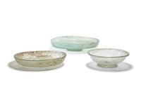 Three Roman Green Glass Plates