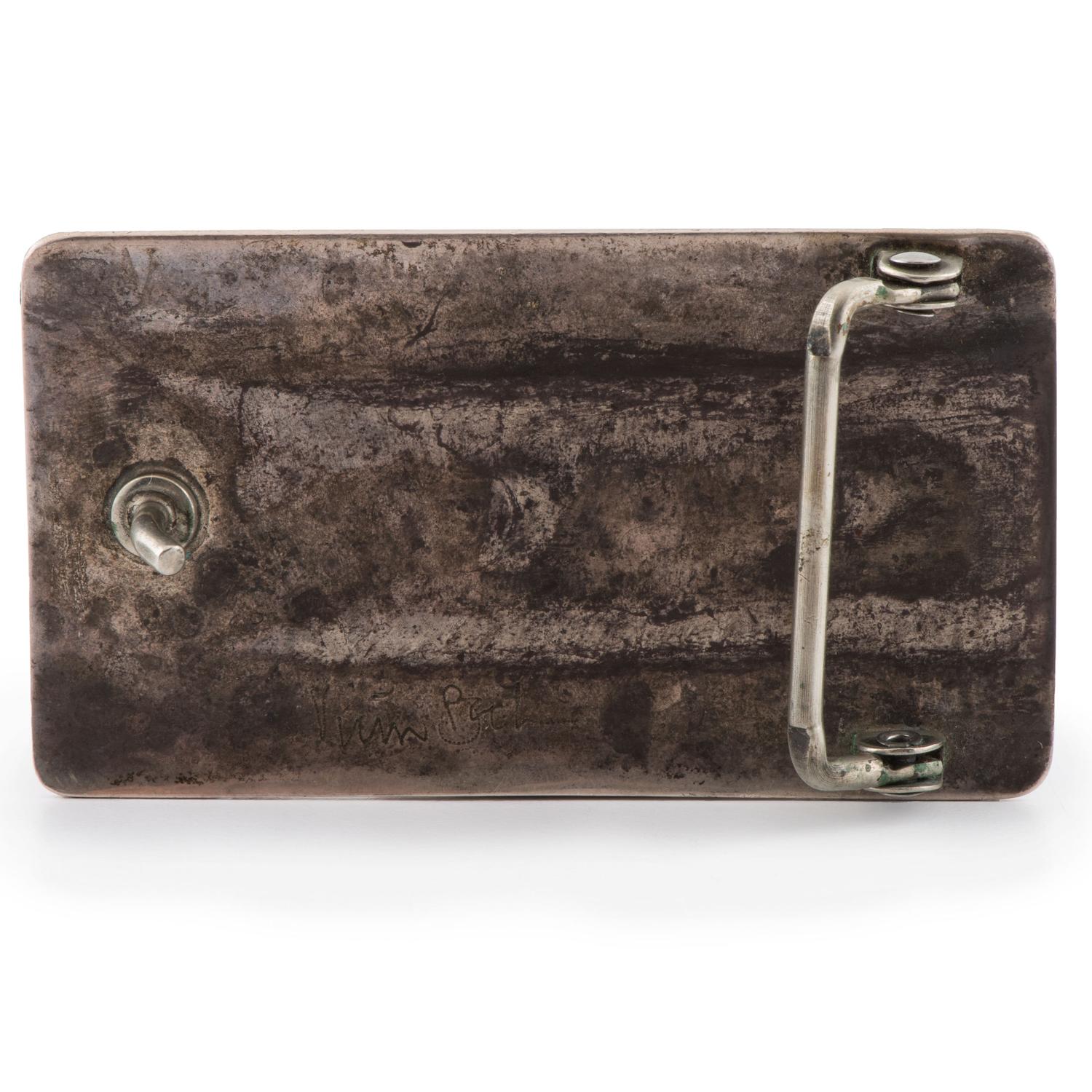 Silver, Coral, and Shell Belt Buckle, Accented with Gold