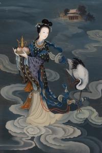 A Chinese Export Reverse Painting on Glass 20th Century