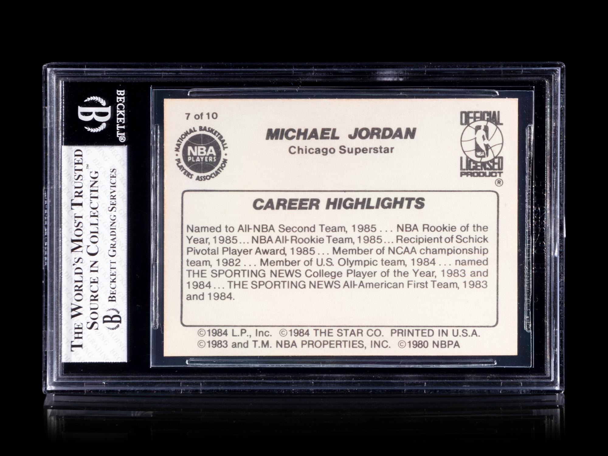 A 1986 Star Michael Jordan Set Break Basketball Card No. 7 Career Highlights BGS 6 EX-MT.