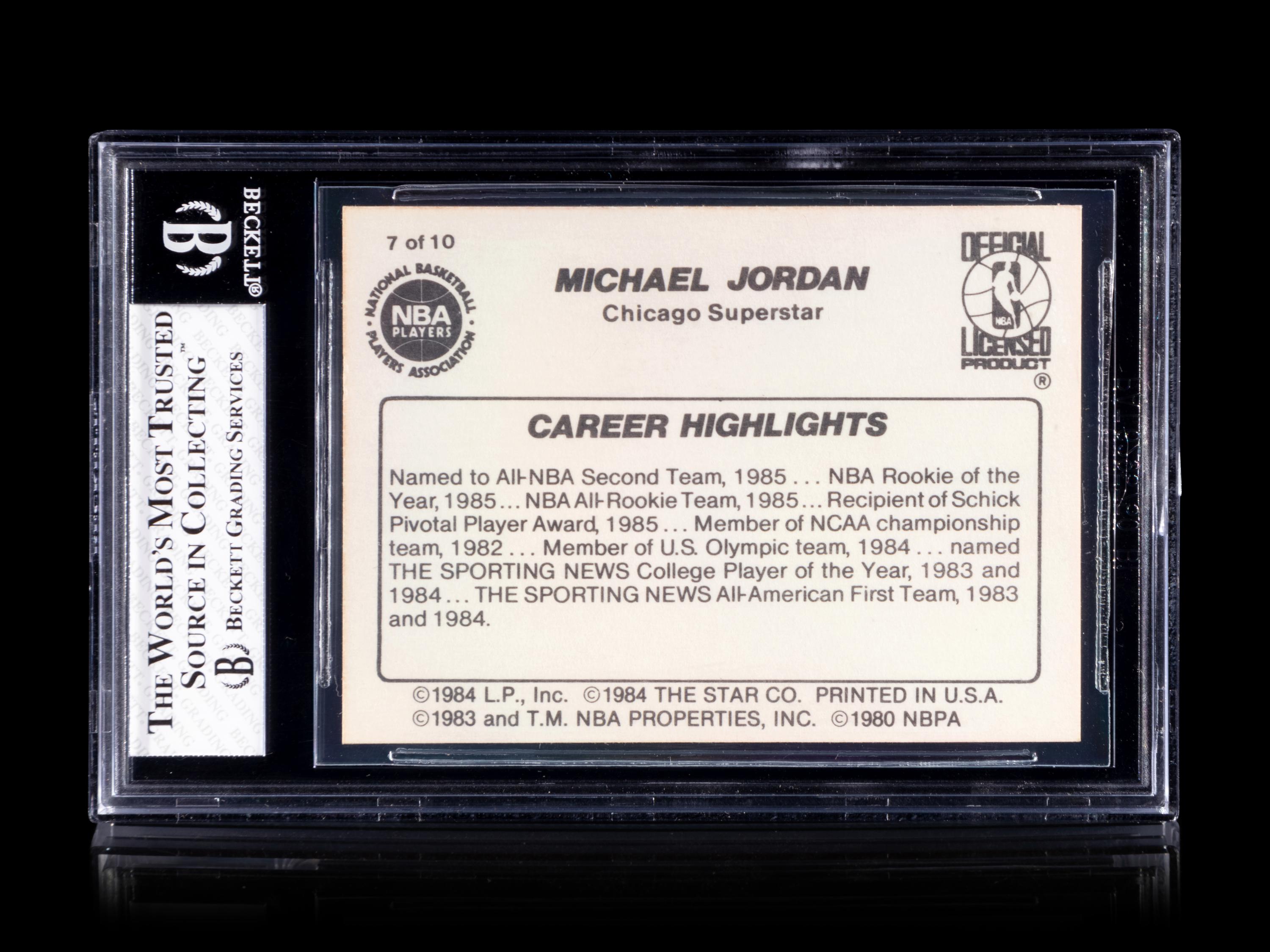 A 1986 Star Michael Jordan Set Break Basketball Card No. 7 Career Highlights BGS 6 EX-MT.