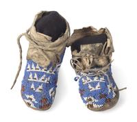 Northern Plains Toddler's Beaded Buffalo Hide Hightop Moccasins