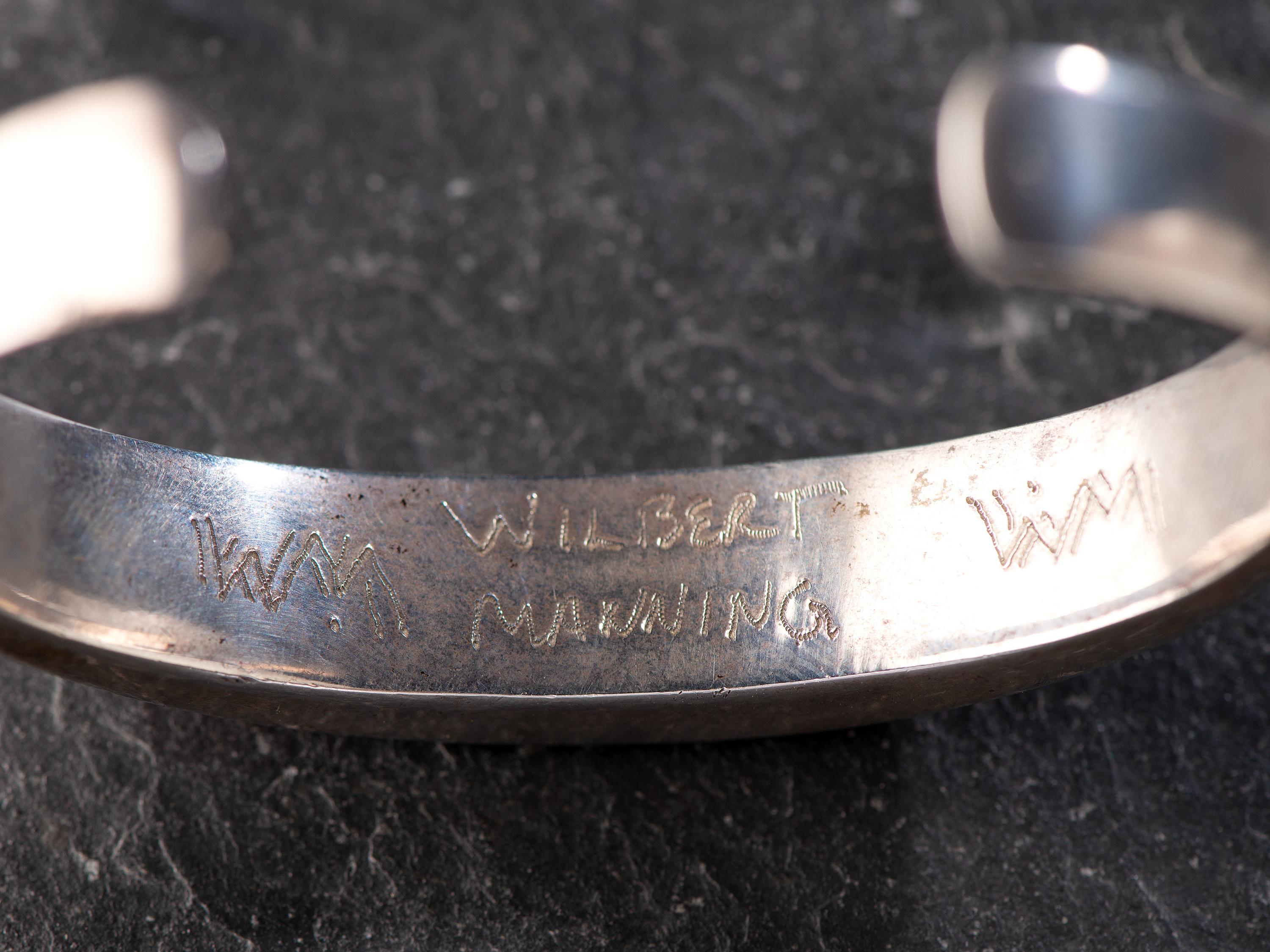 Sterling Silver Cuff Bracelet, with Turquoise and Coral Cobblestone Inlay