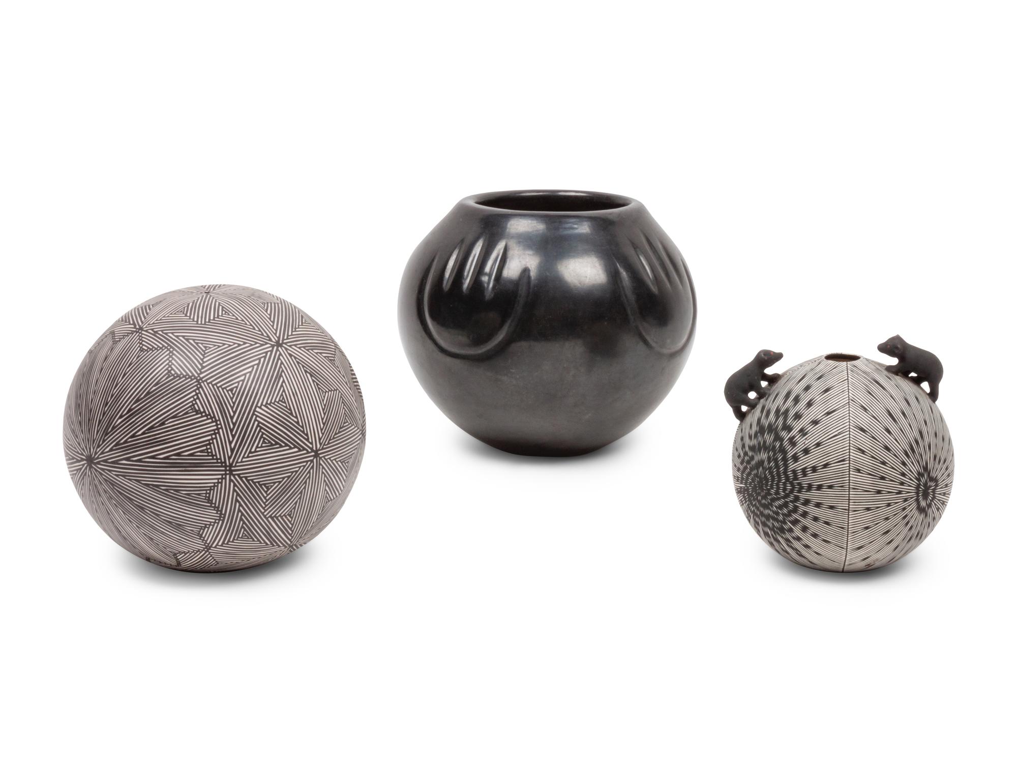 Three Pieces of Santa Clara and Acoma Pottery
