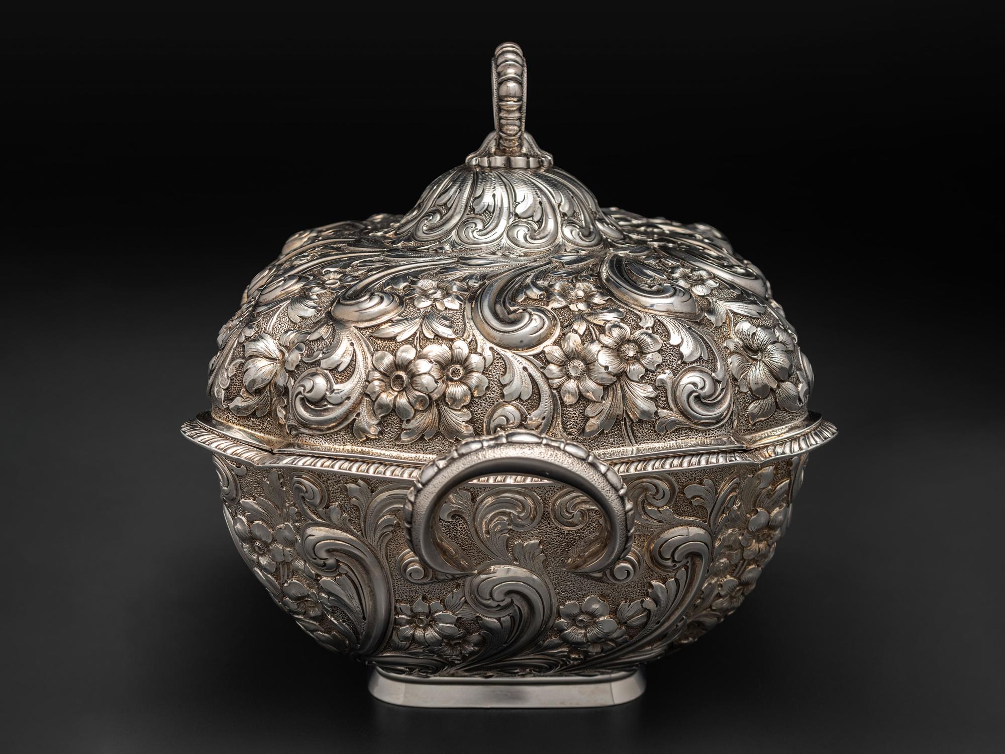 An American Repousse Silver Covered Tureen