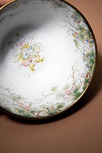A Canton Enamel on Copper Bowl