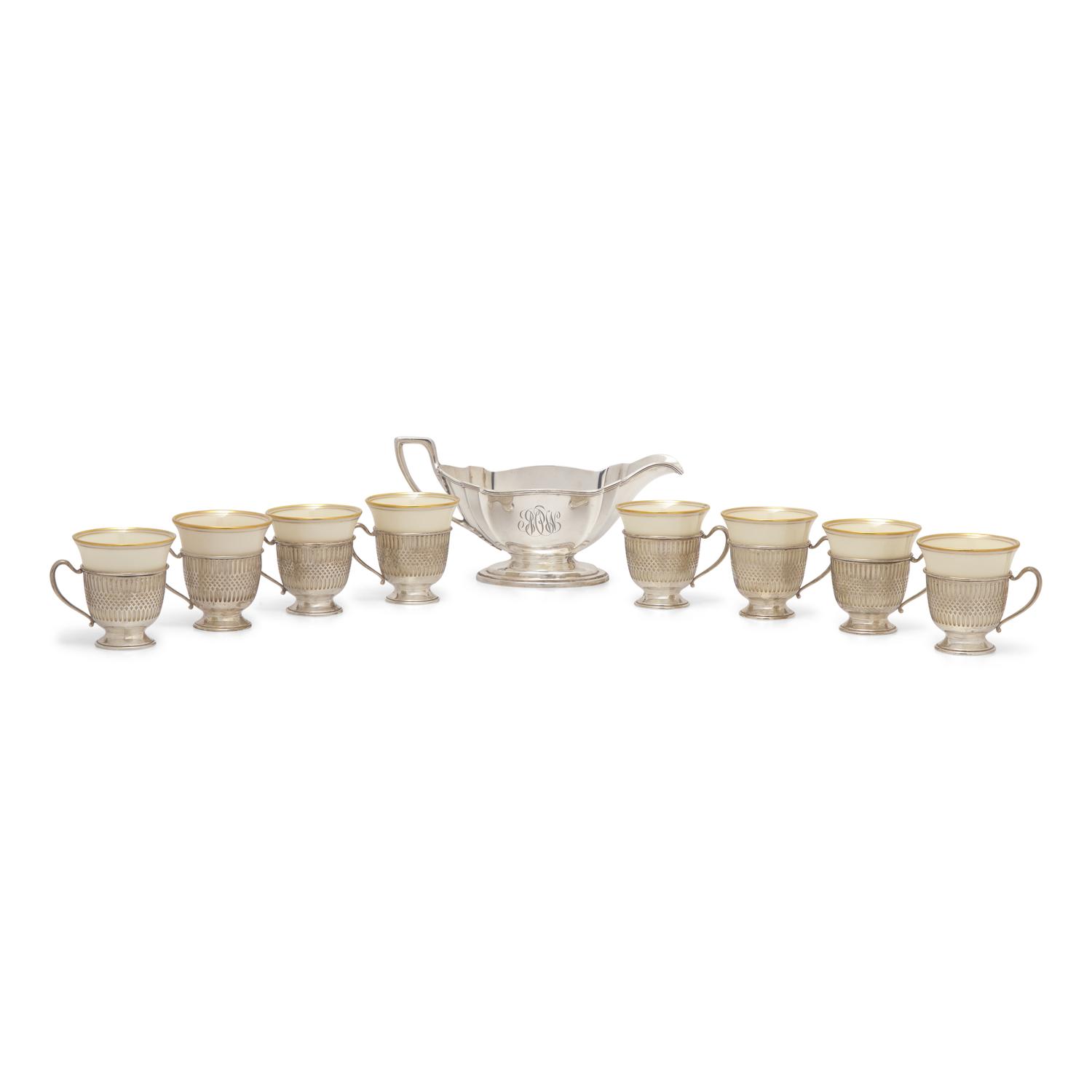 A Group of Nine Sterling Silver Table Articles
