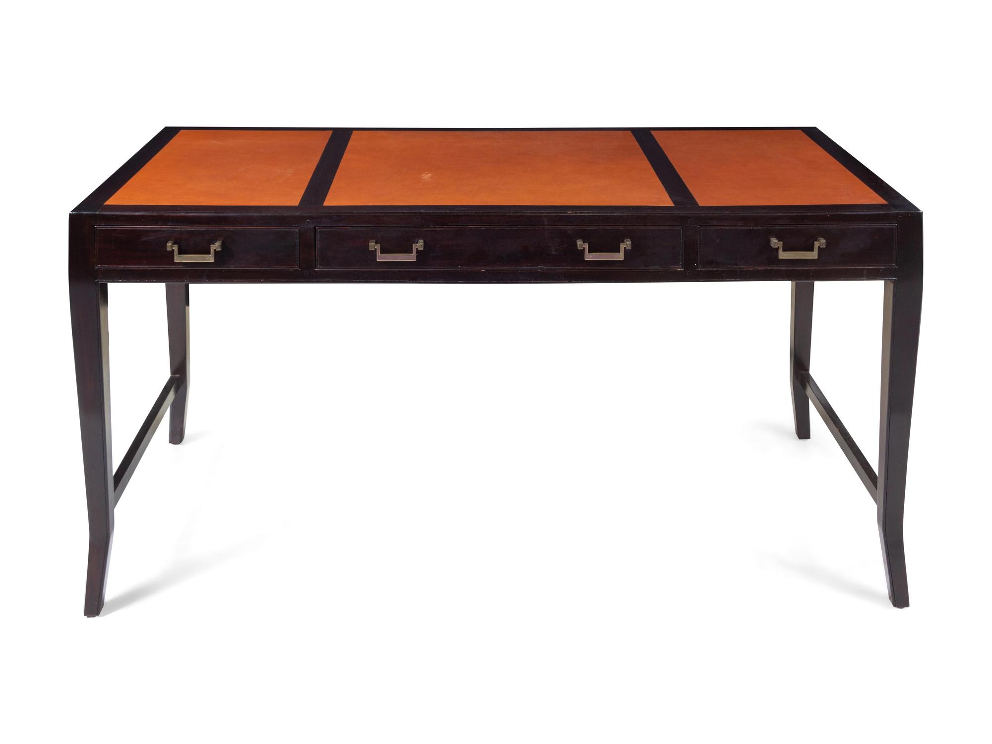 An Art Deco Style Leather-Inset Mahogany Writing Desk
