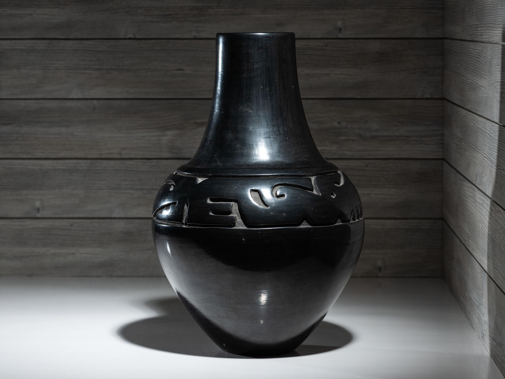 Blackware Pottery Jar, with Avanyu