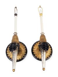 A Pair of Regency Style Parcel-Gilt and Ebonized Sconces — 20TH CENTURY