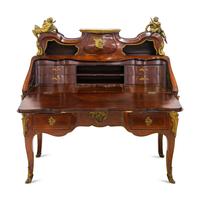 A Fine Louis XV Style Grazioli and Gaudenzi Gilt Bronze Mounted Parquetry Bureau en Pente