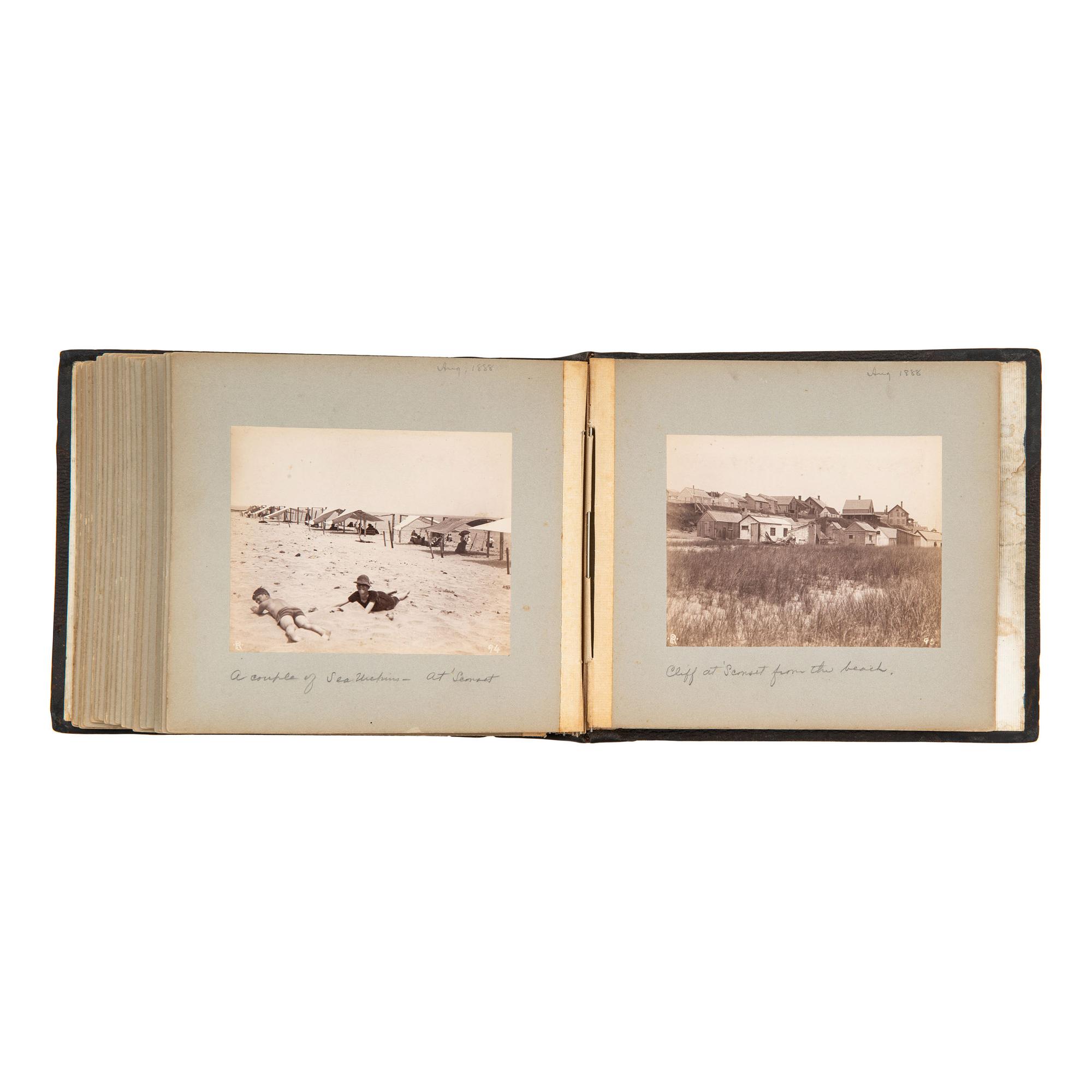 [EARLY PHOTOGRAPHY]. Photo album documenting trip to Upstate New York and Eastern Islands. N.p., June-August 1888.