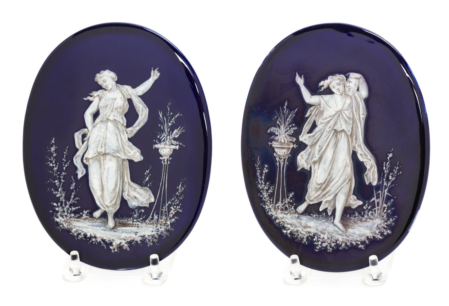 A Pair of Pate-Sur-Pate Plaques Height 6 1/4 x width 3 3/4 inches. — 18TH/19TH CENTURY