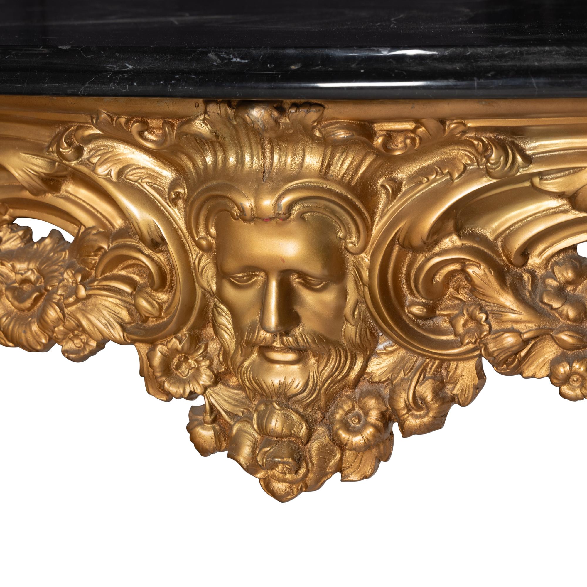 A Continental Baroque Style Gilt Cast Iron Marble-Top Center Table