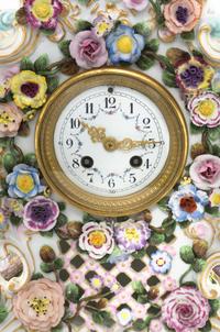 A Large German Porcelain Clock and Stand