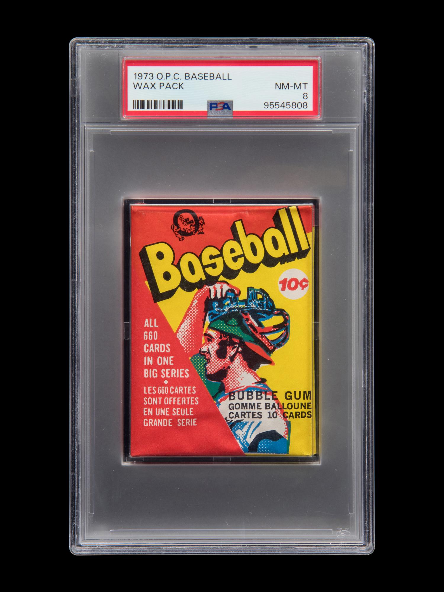 A Sealed Unopened Wax Pack of 1973 O-Pee-Chee Baseball Cards (PSA 8 NM-MT)
